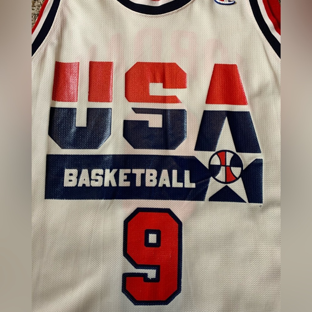 Vintage 90s Micheal Jordan Jersey USA Champion 1992 Olympic Dream Team 9 Sz 44 - Picture 4 of 7